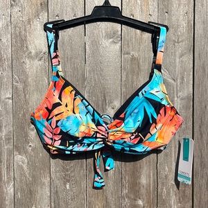 Sunsets California Lorikeet Olivia Tie Back Bikini Top,Size 34D,NWT
